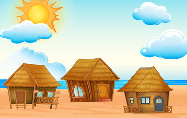 Huts on beach