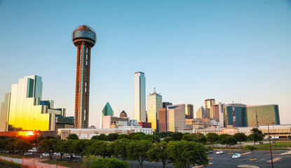 Dallas cityscape in the evening