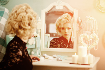Beauty rich luxury woman like Marilyn Monroe. Beautiful fashiona