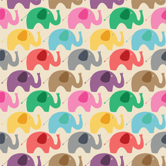 Naklejka premium Seamless retro elephant