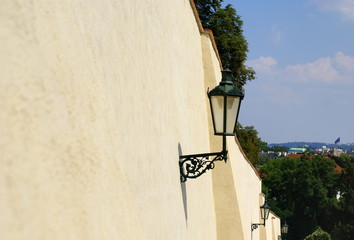 Wall street with lamps in  Prague