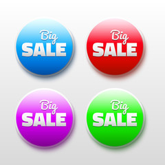 Vector design elements with sale text. 3D Abstract  labels set