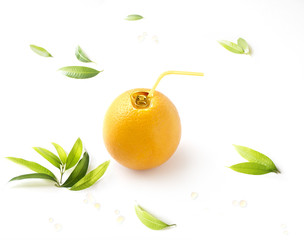 Orange juice canned concept image on white background