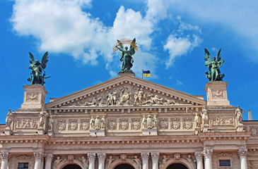 Fototapeta na wymiar Facade of Solomiya Krushelnytska Lviv State Academic Opera