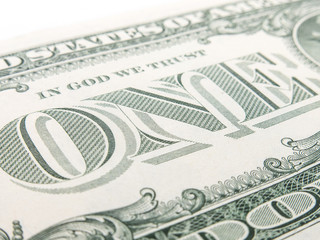 One US dollar note detail