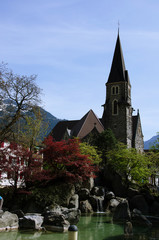 Iconic church with garden in Switzerland