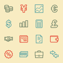 Finance web icons, retro color