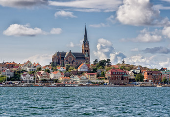 Lysekil church viewed from the seaside, Sweden
