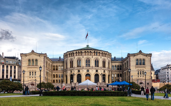 Parliament building storting in Oslo, Norway