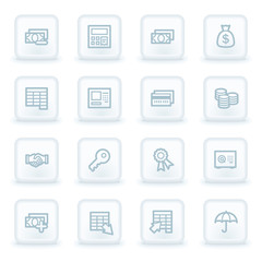 Finance and Banking web icons, white square buttons