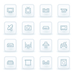 Home Appliance web icons, white square buttons