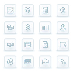 Finance web icons,  white square buttons