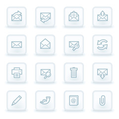 Email web icons,  white square buttons