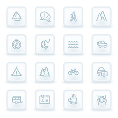 Travel web icon set 3, white square buttons