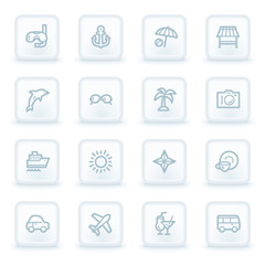 Vacation web icon set 1,  white square buttons