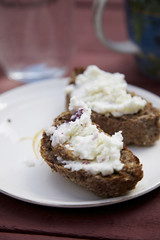 cream cheese on bread