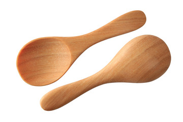 Wooden spoons isolated on a white background