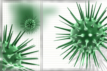 Digital illustration of virus in color background