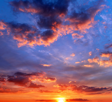 Fototapeta Beautiful sunset with clouds