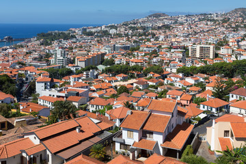Fototapeta na wymiar Aerial view of Funchal, capital city of Madeira Island