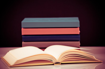 close up on stack of book