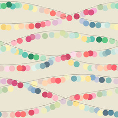 Seamless background with multicolored circle garlands
