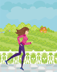 Obraz na płótnie Canvas Jogging girl in the countryside