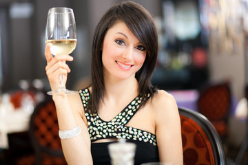 Beautiful woman at the restaurant