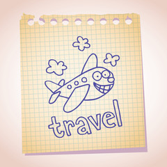 cartoon airplane mascot note paper sketch doodle
