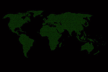 Fototapeta na wymiar Digital World Map with binary code