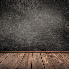 Concrete wall and wooden floor