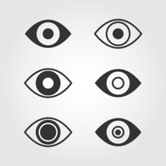 Eye icons set, flat design