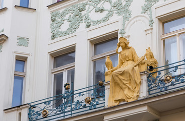 Princess Libuse statue on Karlova street, Prague, Czech Republic