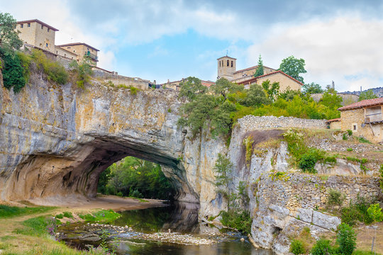 Natural bridge in Puentedey, Burgos, Spain.