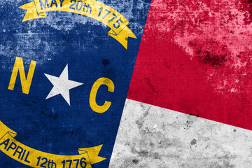 North Carolina State Flag with a vintage and old look