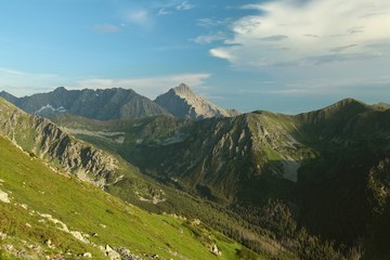 Carpathian Mountains seen from the top at dusk, Poland