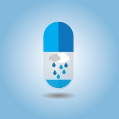 Abstract blue vertical clouds and rain capsule