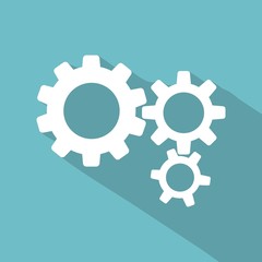 Flat long shadow icon of gears