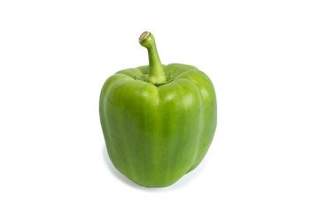 Closeup of a ripe green bell pepper, isolated