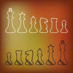Complete set of vector silhouettes chess pieces