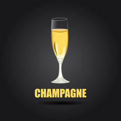 glass of champagne on a black background