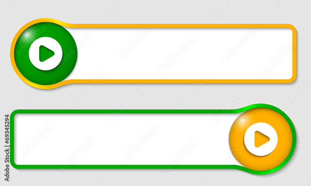 Poster set of two text frame for text with play symbol
