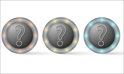 set of three icons with  question mark