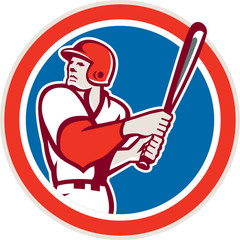 American Baseball Player Batter Hitter Circle Retro