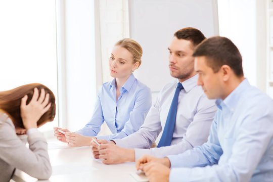businesswoman getting fired in office