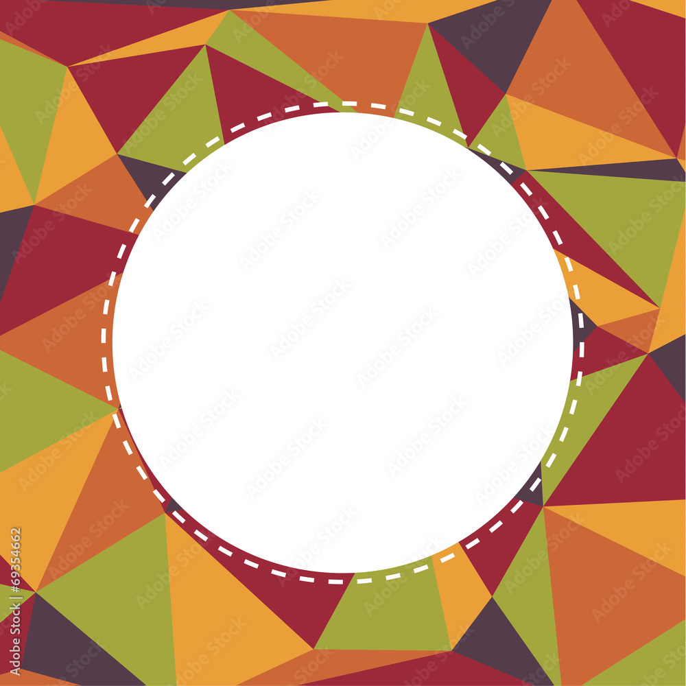Poster background with triangular pattern in retro colors with white bl