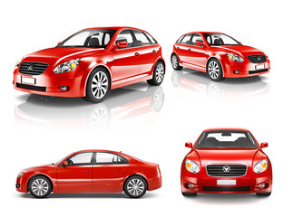 Obraz na płótnie Canvas 3D Collection of Luxury Red Sports Car