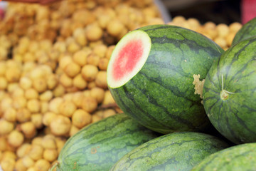 Close up fresh watermelon fruit