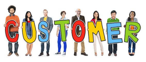 Group of People Standing Holding Customer