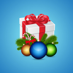 Gift with christmas balls